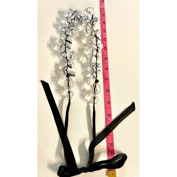 Faceted clear bead necklace, Silver & Black bangle bracelet and dangle earrings - Picture 11 of 11